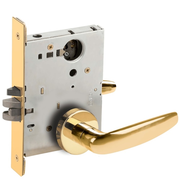 Schlage Grade 1 Entrance Office Mortise Lock, Less Cylinder, 07 Lever, A Rose, Bright Brass Finish L9050L 07A 605 - main
